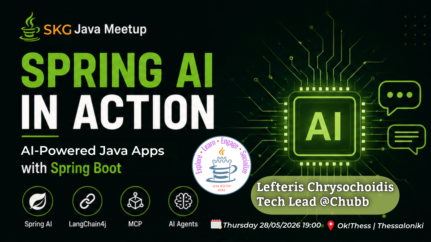 Spring AI in Action - SKG Java Meetup Event Poster