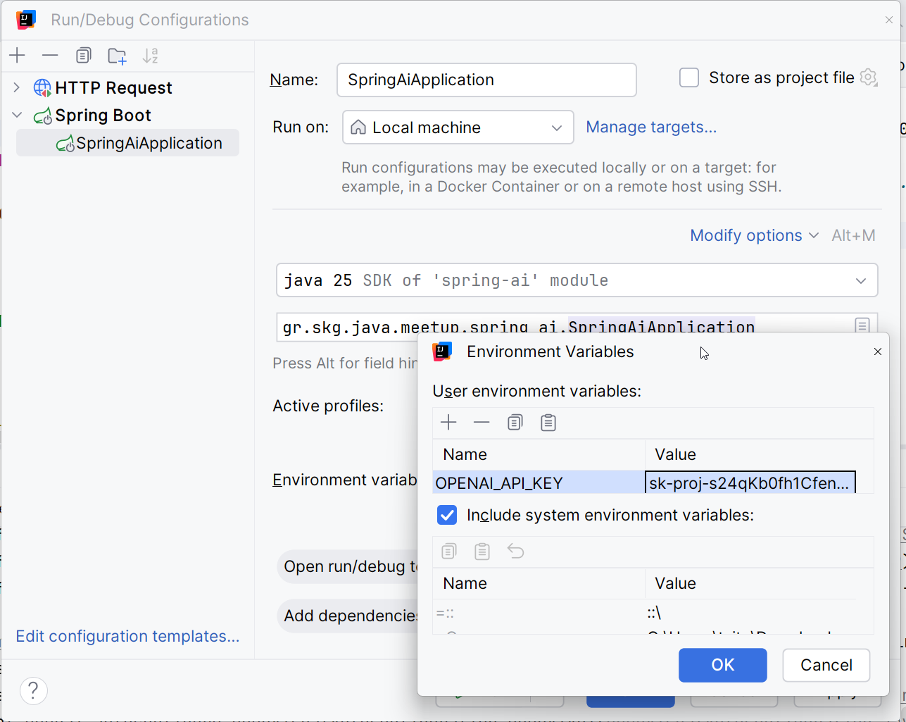 Setting API key in IntelliJ